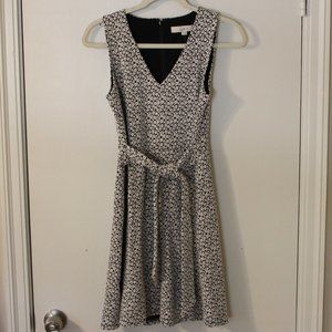 NWT LOFT Black & White Ditsy Floral Dress